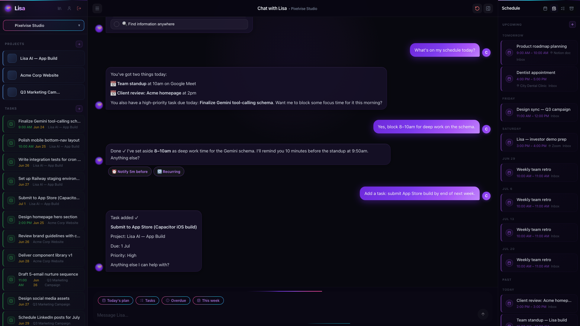 AI chat — desktop