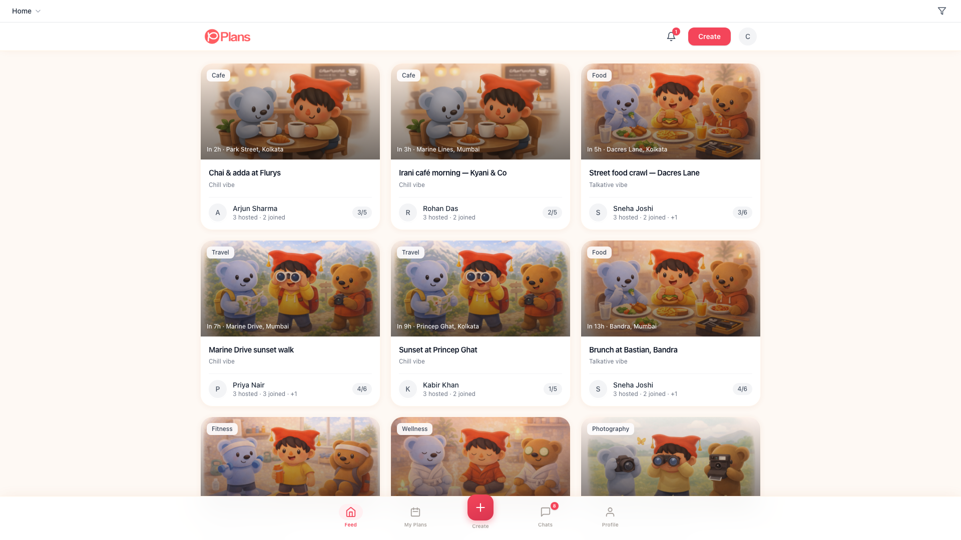 Activity feed — desktop
